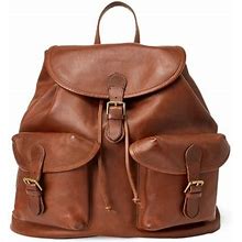 Ralph Lauren Heritage Leather Backpack - Size One Size In Saddle