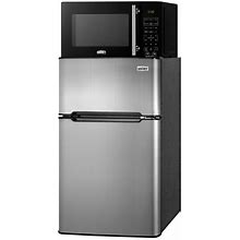 Summit Appliance MRF34BSSA 3.2 Cu. Ft. Compact Two Door Built-In Refrigerator With Microwave - 115V