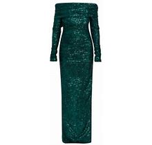 Dolce&Gabbana Women's Sequined Off-The-Shoulder Column Gown - Verde Scurissimo - Size 8