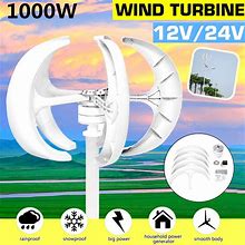 1000W 12V 24V 5 Blades Lantern Wind Turbines Generator Vertical Axis Motor Kit For Home Hybrids Streetlight Use Electromagnetic