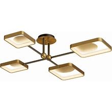 Sputnik Bronze Modern Flush Mount LED Metal Ceiling Mounted Light For Living Room - Brass 110V-120V 4-Light