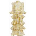 Zimmermann Women's Harmony Linen-Silk Floral Tiered Midi-Dress - Citrus Garden Print - Size 6