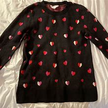 Time And Tru Sweaters | Womens Cozy Heart Sweater | Color: Black/Red | Size: 6