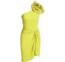 Halston Women's Marca Jersey Rosette Cocktail Dress - Orchid Green - Size 12