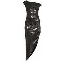 Norma Kamali Women's Metallic Asymmetric Draped Midi-Dress - Gunmetal - Size XXS