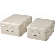 PLOGFARA Storage Box With Lid, Set Of 2 - Light Beige