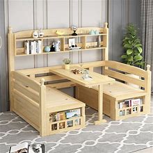 Solid Wood Sofa Bed With Desk And Book shelf(1.2m X 2M(47Inch X 79Inch)/White)