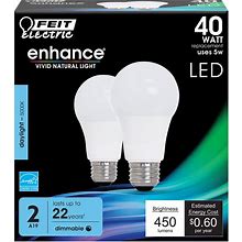 Feit Enhance A19 E26 (Medium) LED Bulb Daylight 40 Watt Equivalence 2 Pk