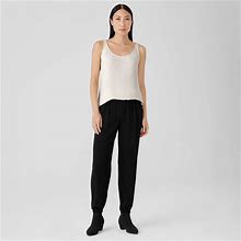 Eileen Fisher | Women's Silk Georgette Crepe Jogger Pant | Black | Size: Extra Extra Small Regular