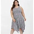 Torrid Dresses | Nwt Torrid Jersey Floral Sleeveless Trapeze Asymmetrical Hem Dress Grey Size 2X | Color: Gray | Size: 2X