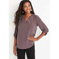 Maurices Women's Medium Size Atwood 3/4 Sleeve Popover Blouse Purple