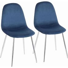Pebble Blue Velvet And Chrome Chair Set Of 2, Blue Contemporary And Modern Chairs From Lumisource