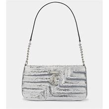 Jimmy Choo, Avenue Sequined Shoulder Bag, Women, Silver, One Size Fits All, Shoulder Bags, Materialmix
