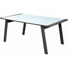 Bowery Hill Contemporary Aluminum Glass Top Outdoor Table In Gray