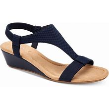 Alfani Womens Vacanza Faux Leather Wedge Sandals, 12 Medium / Navy Neoprene