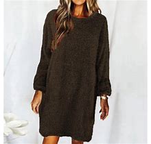 Vedolay Dresses For Women 2023 Womens V Neck Knit Sweater Midi Dress Long Sleeve Sweater Pencil Dresses,Army Green S