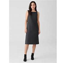 Eileen Fisher Women's Black Washable Stretch Crepe Bateau Neck Dress - - Dresses