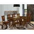 9Pc Set Oval Dinette Dining Room Table W/ 8 Plain Wood Seat Chairs In