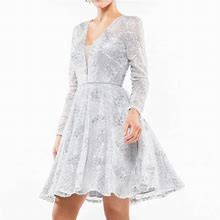 Colors Dress Dresses | Colors Dress - 2193 Sequined Deep V-Neck A-Line Dress | Color: Gray/Silver | Size: 2