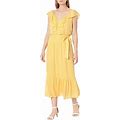 DKNY Sleeveless V-Neck Ruffled Dress Women's Clothing Lemonade : 16