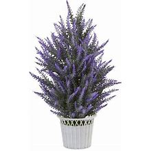 Lavender In White Planter Artificial Plant
