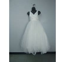Jj's House Ivory Tulle Ball Gown Floor-Length Flower Girl Dress Sz 10