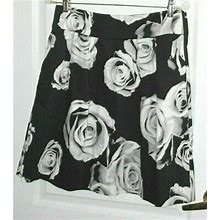 White House Black Market 3D Roses Print Knee High Skirt Sz 4