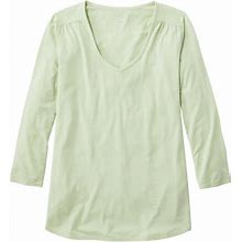 Women's Soft Stretch Supima Tee, Three-Quarter-Sleeve V-Neck Light Moss Medium, Pima Cotton Cotton Blend | L.L.Bean