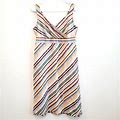 Chadwicks Dresses | Real Comfort By Chadwicks Striped Sleeveless Dress Women's Size 12 | Color: Blue/Pink | Size: 12