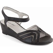 David Tate Wide Width Abano Wedge Sandal | Women's | Black Snake Print | Size 10.5 | Sandals | Ankle Strap