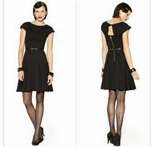 Kate Young Target Fitted Black Knit Dress With Belt Open Back LBD Sz 10 NWT!