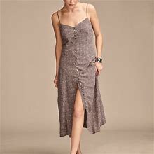 Lucky Brand Button Front Midi Slip Dress - Women's Clothing Dresses Shirt Midi Dress In Raven Multi, Size XL - Shop Spring Styles
