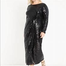 Eloquii Dresses | Eloquii Black Long Sleeve Sequin Maxi Dress. Sz. 16 | Color: Black | Size: 16