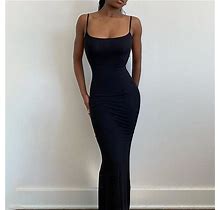 Women's Casual Lounge Slip Long Dress Sleeveless Backless Sexy Bodycon Maxi Dresses 2022 Slim Elegant Dress M