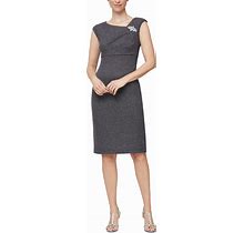 Sl Fashions Women's Metallic Sheath Dress - Smoke - Size 10
