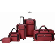 DOM008 NWT IPACK KINGSTON 5-Piece Wheeled Softside Luggage Set Red MSRP: $300