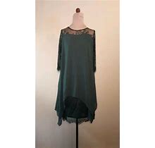 Dark Green Size M Lace And Sheer Sheath Dress
