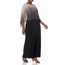 S.L. Fashions Women's Plus Size Long Ombre Popover Capelet Dress