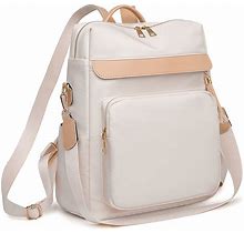 Leather Shoulder Bag, School Bag And Travel Backpack, Beige