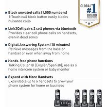 Panasonic Expandable Cordless Phone System (Metallic Black) & Link2cell Bluetooth DECT 6.0 Expandable Cordless Phone System With Answering Machine An