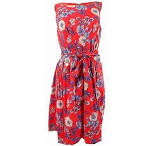 Tommy Hilfiger Women's Belted Floral Fit & Flare Dress (8, Grenadine Combo)