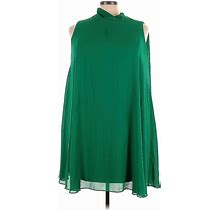 Eliza J Cocktail Dress - A-Line High Neck Sleeveless: Green Solid Dresses - Women's Size 22