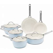 Padova Ceramic Nonstick 10-Pc. Cookware Set | Blue | One Size | Cookware Cookware Sets | Oven Safe|Ceramic Coating|Non-Stick|Dishwasher Safe