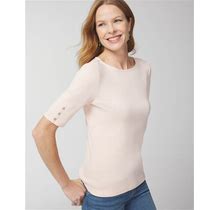 Women's Sadie Button-Trim T-Shirt In Light Pink Size XL | Chico's Outlet