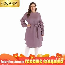 Islamic Clothing Turkish Plus Size Pearls Tunic Tops Long Sleeve Blouse Muslim Dresses For Women