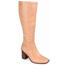 Journee Signature Womens Tamori Stacked Heel Dress Boots | Brown | Regular 9 | Boots Dress Boots | Comfort
