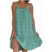 Ovticza Short Dress For Women Sleeveless Square Neck Midi Formal Dresses A Line Spaghetti Strap Summer Dresses Floral Flowy Sun Dresses Green 3X