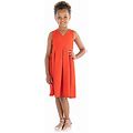 24Seven Comfort Apparel Big Girls Sleeveless Fit + Flare Dress | Orange | Regular Small | Dresses Fit + Flare Dresses