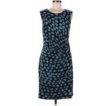 Nic + Zoe Casual Dress - Shift: Blue Jacquard Dresses - Women's Size Medium Petite
