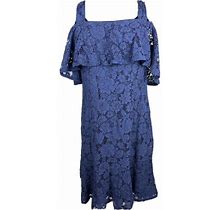 Isaac Mizrahi Women's Stylish Lace Ruffle Cold Shoulder Dress Dark